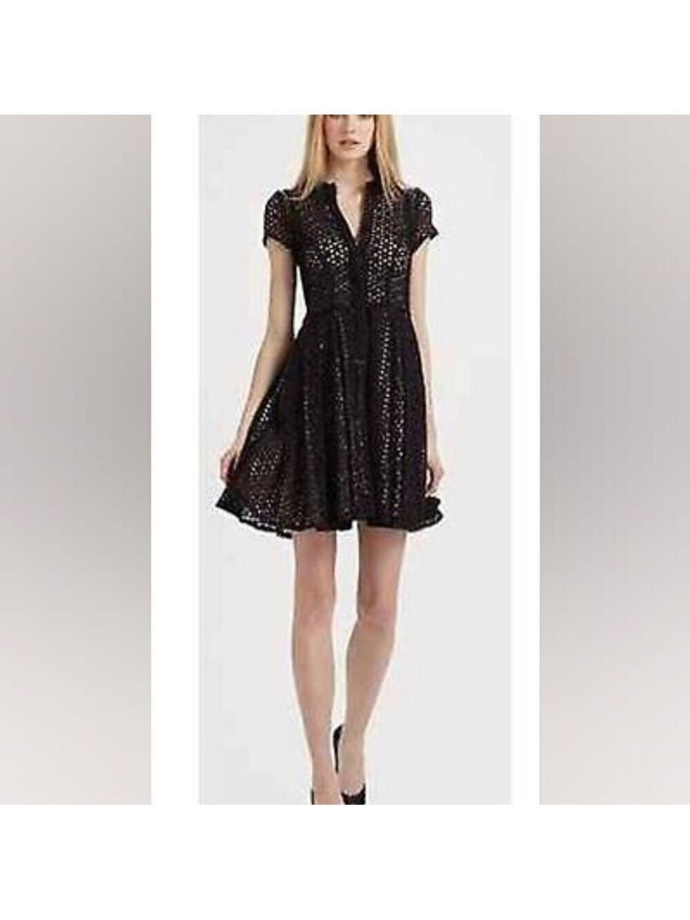 BCBG Max Azria Dasha Perforated Slip Mini Little Black Dress